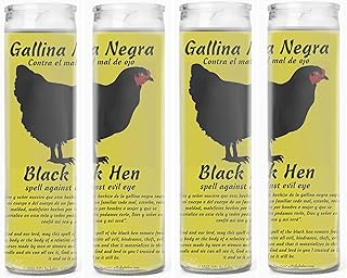 Gallina Negra Black Hen Gallina Prieta Set de Veladoras Jabon y Aceite Contra Envidia Mal de Ojo y Hechizos Haga su Seleccion Powerful Cleanse vs Negative Energies Choose Your Option (4 Candles)
