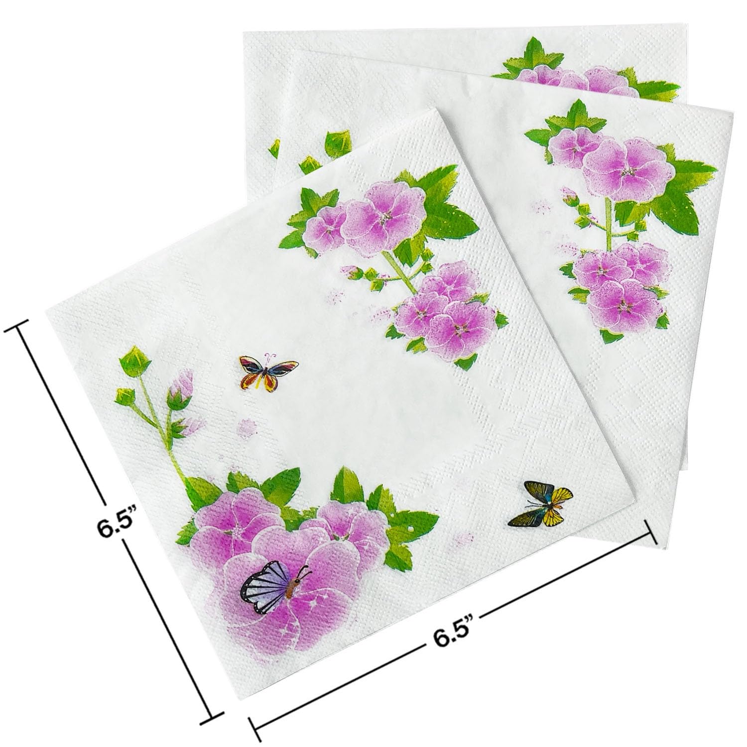 Servilletas Papel Flor Verde Mariposa Desechables Servilletas Decoupage Cocktail Cumpleaños 2 Capas Toilet Papel Higienico Decoración de Mesa para Bodas,Fiesta en el Jardín 30 Paquetes(33x33cm）