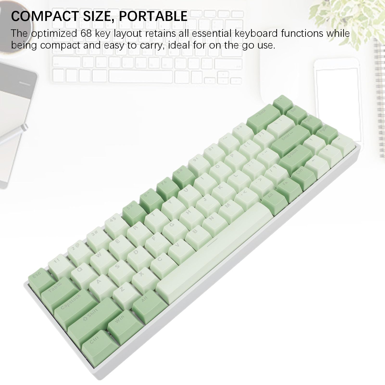 Klawiatura Mechaniczna, 68 Klawiszy Klawiatura do Gier z Czerwonym Przełącznikiem Hot Swap z Podświetleniem RGB, Przenośna Przewodowa USB o Układzie 60% do Laptopa PC