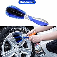 Vista 4 de Cepillo de lavado de autos con mango largo, manopla de microfibra de chenilla, 1 cabezal de repuesto, poste de extensión de cepillo de rueda, kit