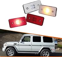 Vista 10 de ADIIL Juego de 4 luces de marcador laterales LED ámbar y rojo con lente ahumada, compatible con Benz W463 Clase G G500 G550 G55 AMG 02-14