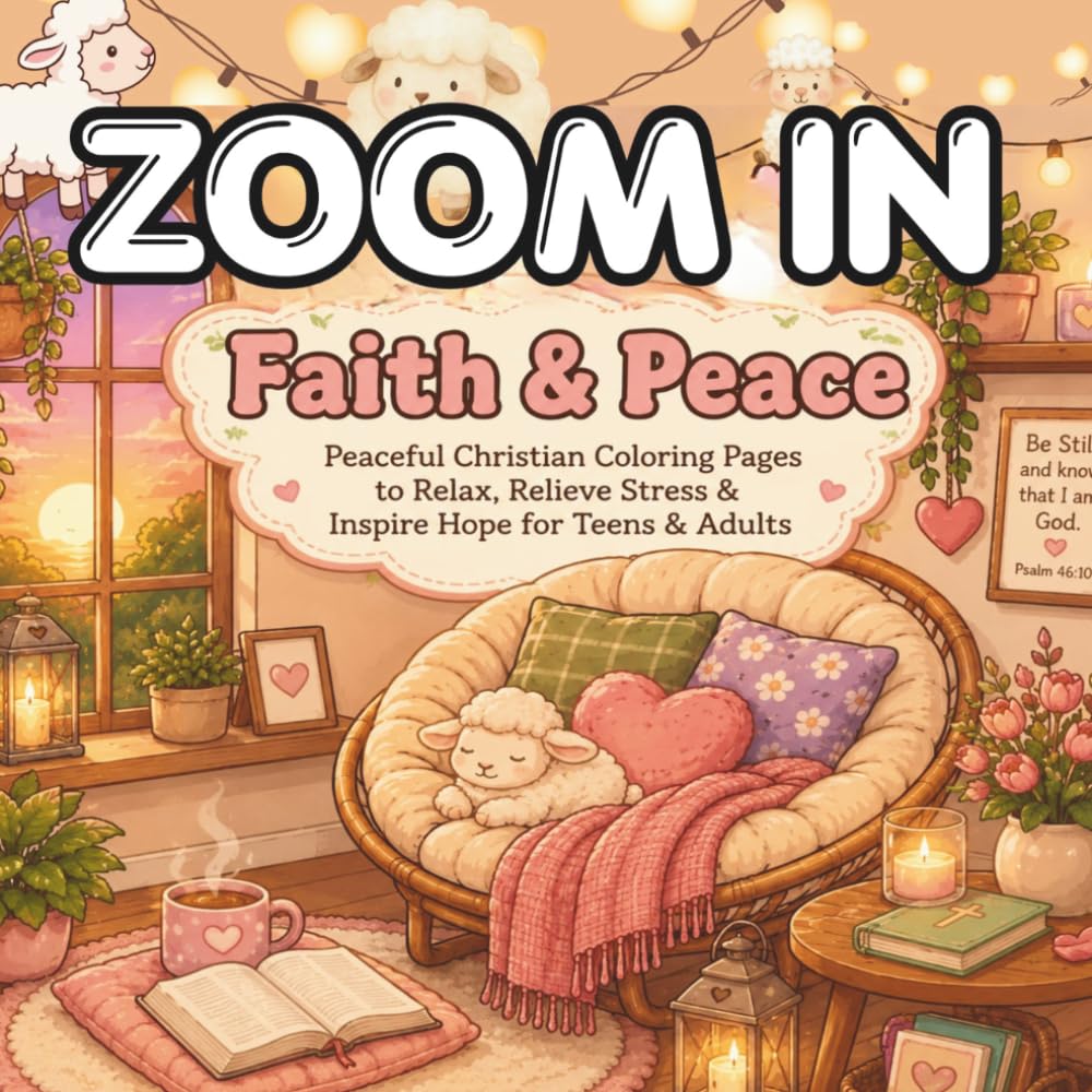 ZOOM IN Faith & Peace: Peaceful Christian Coloring Pages to Relax, Relieve Stress & Inspire Hope for Teens and Adults (ZOOM IN & OUT)