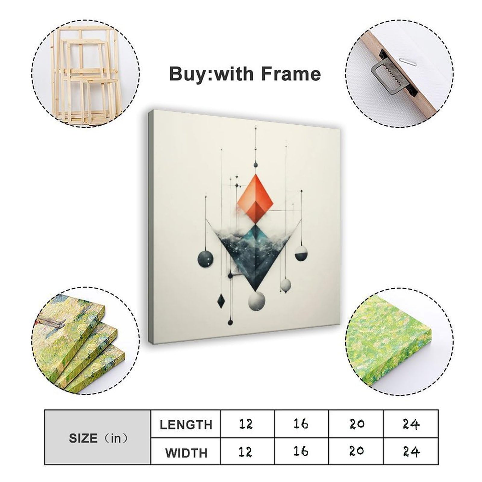 Poster geometrico astratto di fantascienza su tela, decorazione artistica da parete, stampa per soggiorno, camera da letto, decorazione 40,6 x 40,6 cm