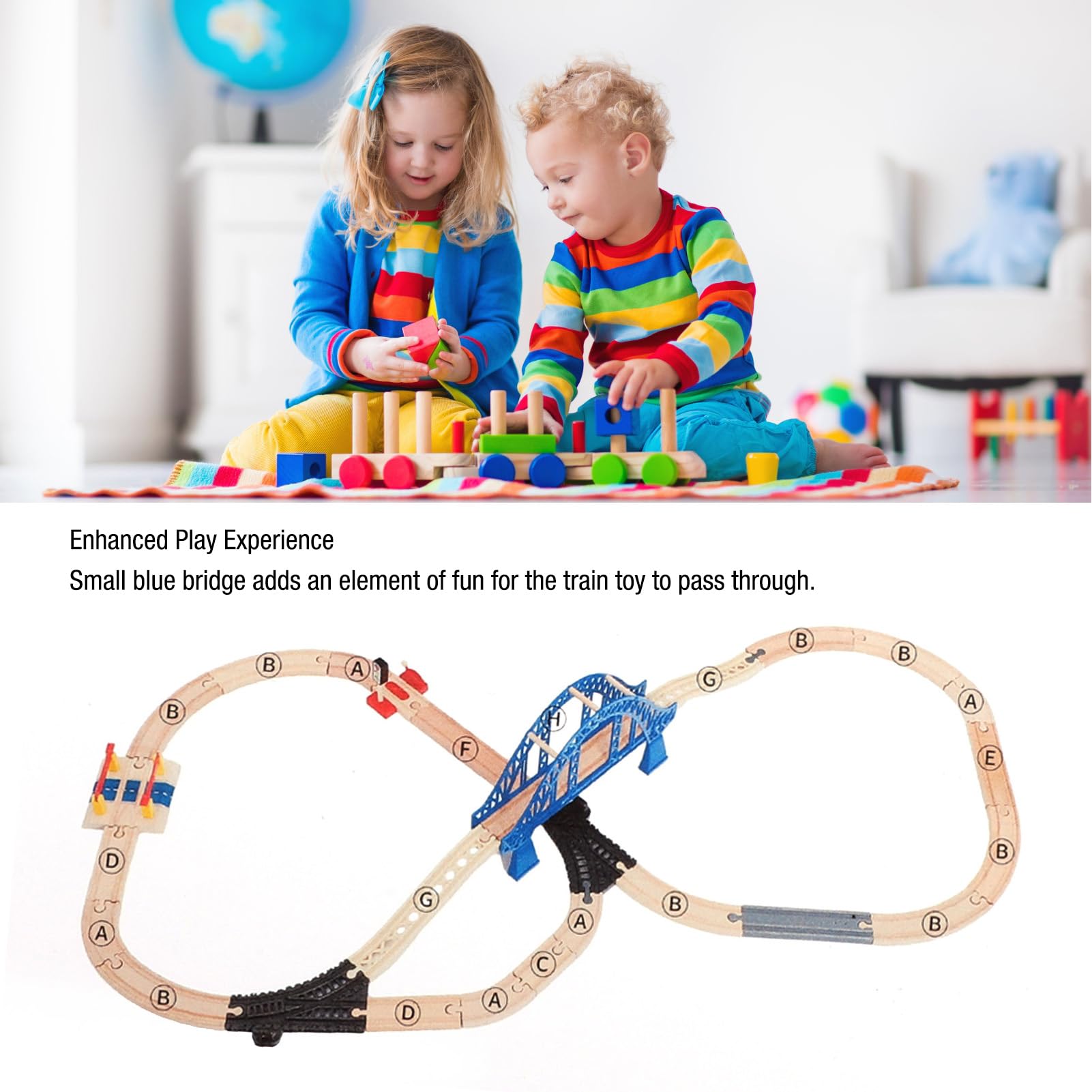 Holzeisenbahn-Set, Elektrisches Eisenbahngleis-Spielset, Kleinkindspielzeug, Interaktives Pädagogisches Kleinkind-Eisenbahn-Set-Spielzeug, Holzspielzeug für und Mädchen