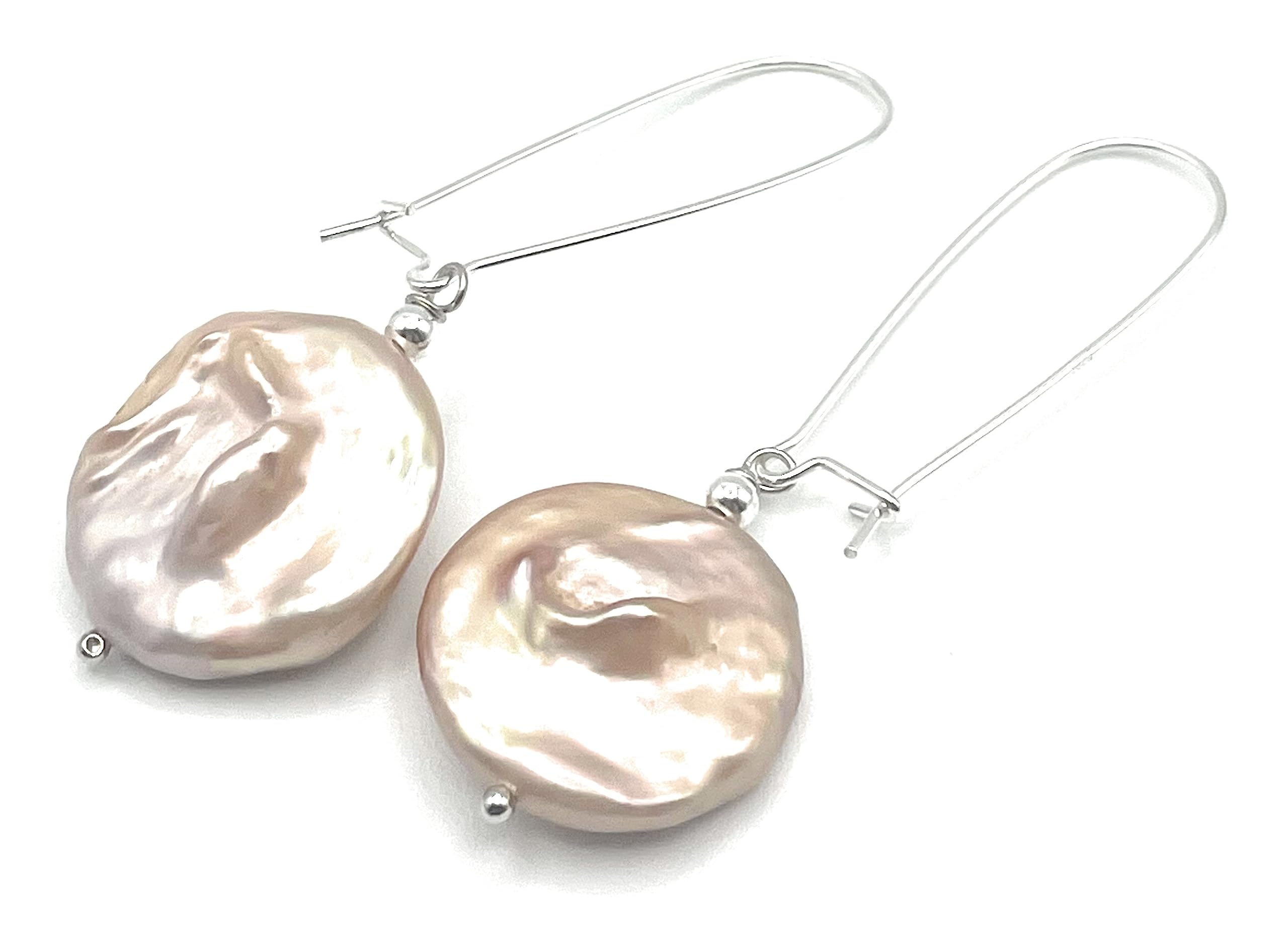 Orecchini con Grandi Perle Barocche Rosa, Pendenti in Argento 925, Gioielli Matrimonio, Pietre Dure Naturali, Bijoux Artigianali, Regalo