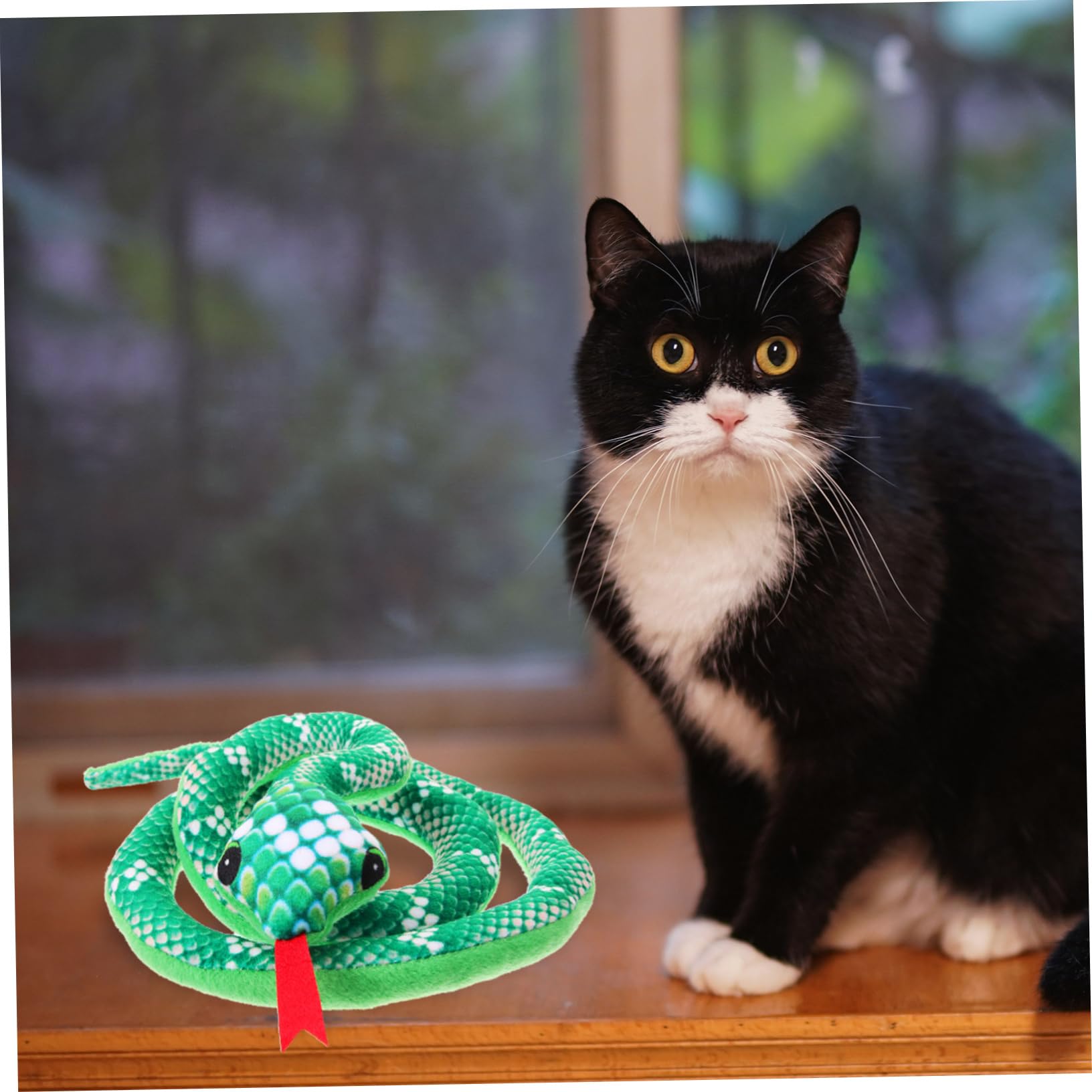 ibasenice Serpent Peluche pour Chat Dintérieur avec Herbe à Chat Naturelle à Mâcher Interactif Antistress pour Adultes