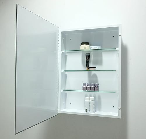 Miniatura 6 de Botiquín de baño con espejo sin marco de 22 x 30 pulgadas, gabinete de medicina biselado rectangular sin marco, gabinete montado en la pared para