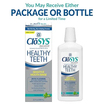 CloSYS 32 Oz Healthy Teeth & Ultra Sensitive Unflavored Mouthwashes with Flavor Dropper