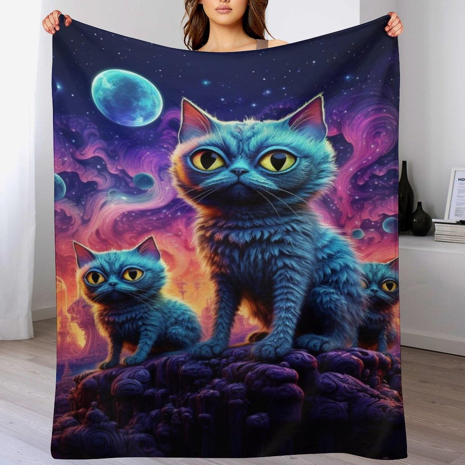 Couverture de canapé chaude à motif de chat pour vos soirées cocooning en polaire