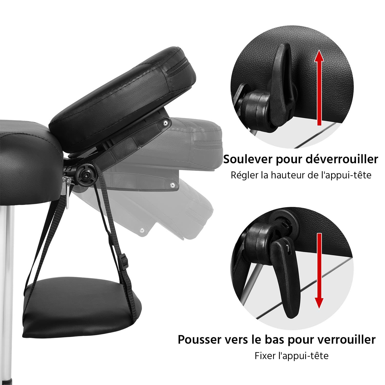 Yaheetech Table de Massage Pliante Professionnelle 3 Section 90 x 213 cm avec Cadre en Aluminium Lit de Massage Large Portable à Hauteur Réglable Repose-tête Ergonomique pour Massage Spa Tatouage