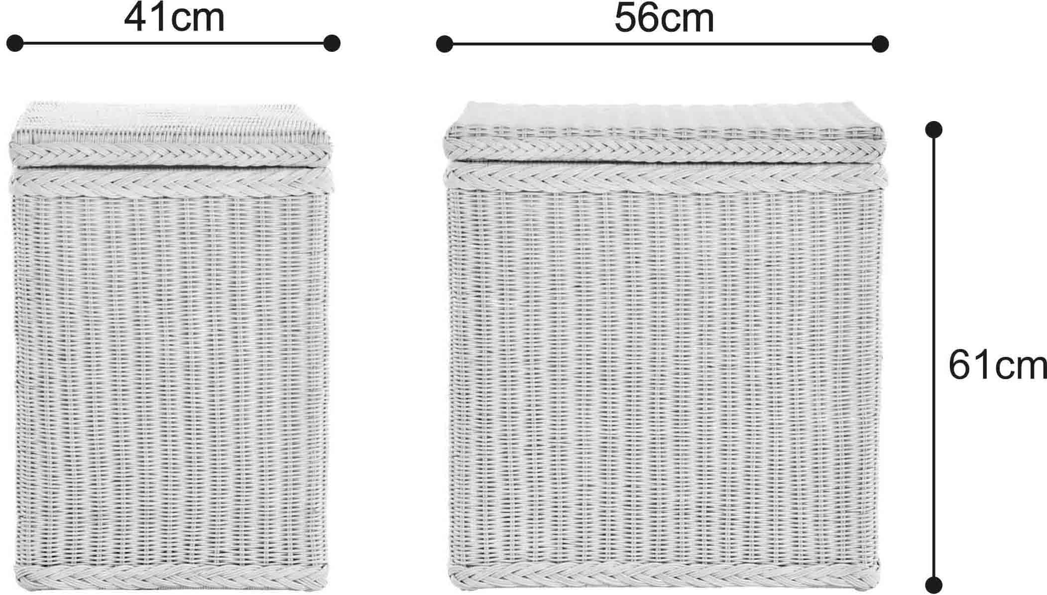Wäschekorb/Wäschebox mit Deckel und Inlett aus echtem Rattan, Wäschetruhe (Mehrfarbig)