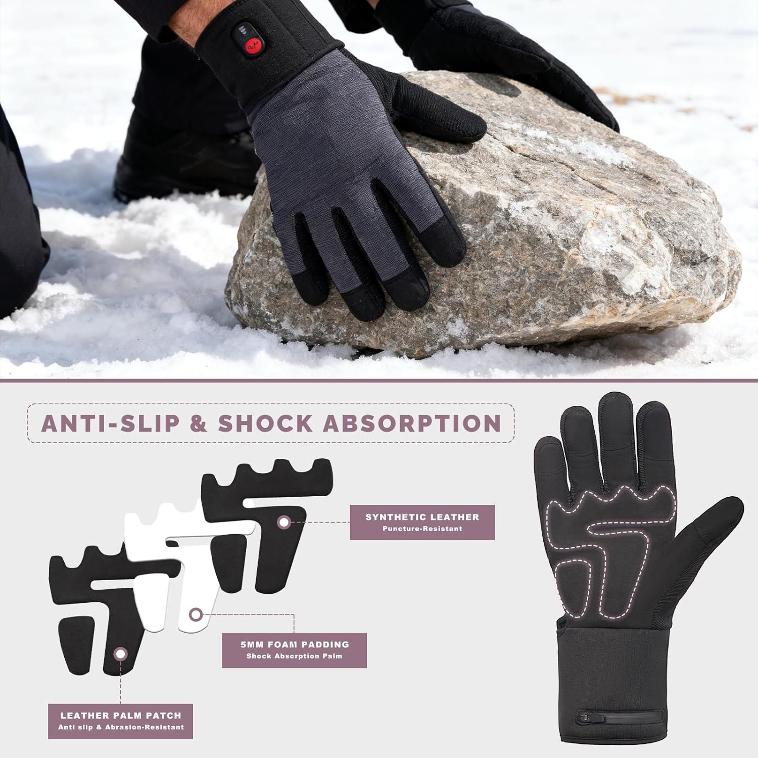 Heated Work Gloves for Men Women - Rechargeable Electric Heating Gloves, Windproof Thermal Gloves with Touchscreen - Image 4
