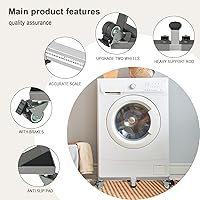 Vista 3 de I'Ezonk Soporte de refrigerador móvil de acero inoxidable resistente, soporte para refrigerador y soporte de lavadora con ruedas, plataforma