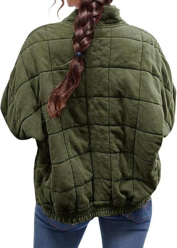 Quileted Jackets for Women Lightweight Jacket Cropped Casual Warm Winter Coats Bomber Puffer Jacket with Pockets