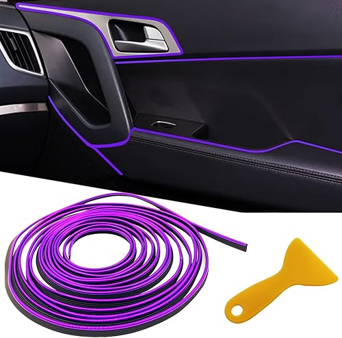 Miniatura 10 de Tiras decorativas para interior de automóvil, ajuste universal de 9.8 pies para puertas y tablero, decoración de electrochapado flexible, accesorios