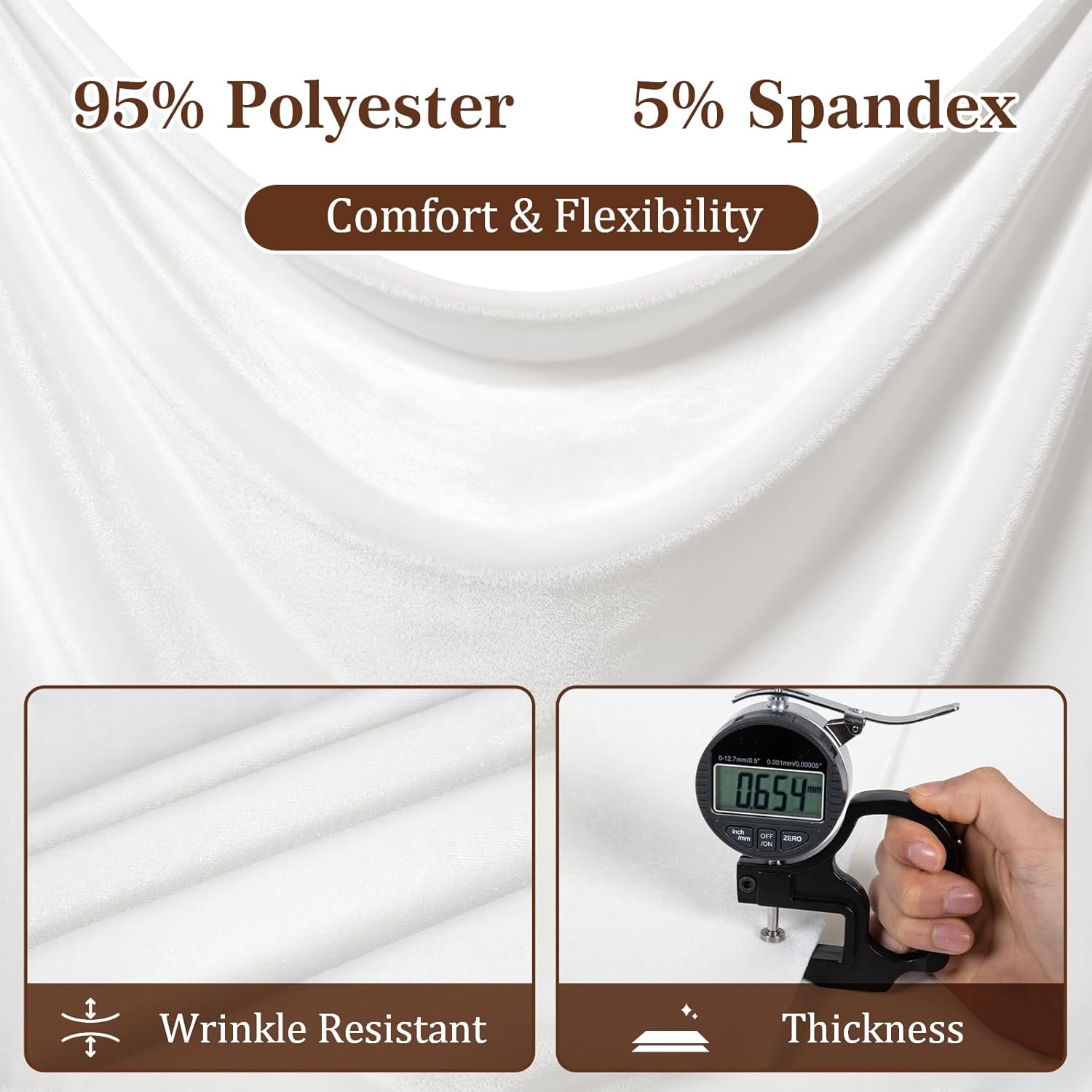 Soft Stretch Velvet Fabric by The Yard - 63" Wide 95% Polyester 5% Spandex, Luxury Material for Sewing Apparel, Costume, Upholstery & DIY Crafts (Ivory, 5 Yard)