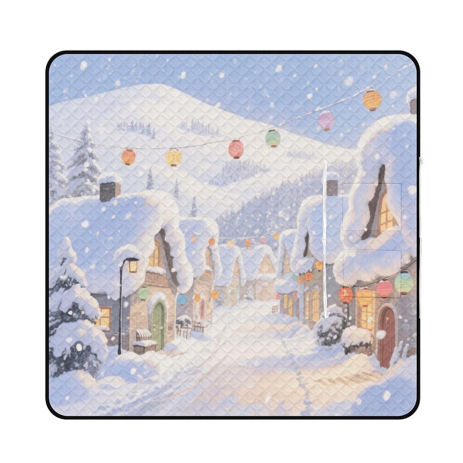 Tappetino da spiaggia con stampa di città di ghiaccio e neve, portatile, extra large, adatto per viaggi, escursioni, festival musicali, prati, spiagge, picnic all'aperto