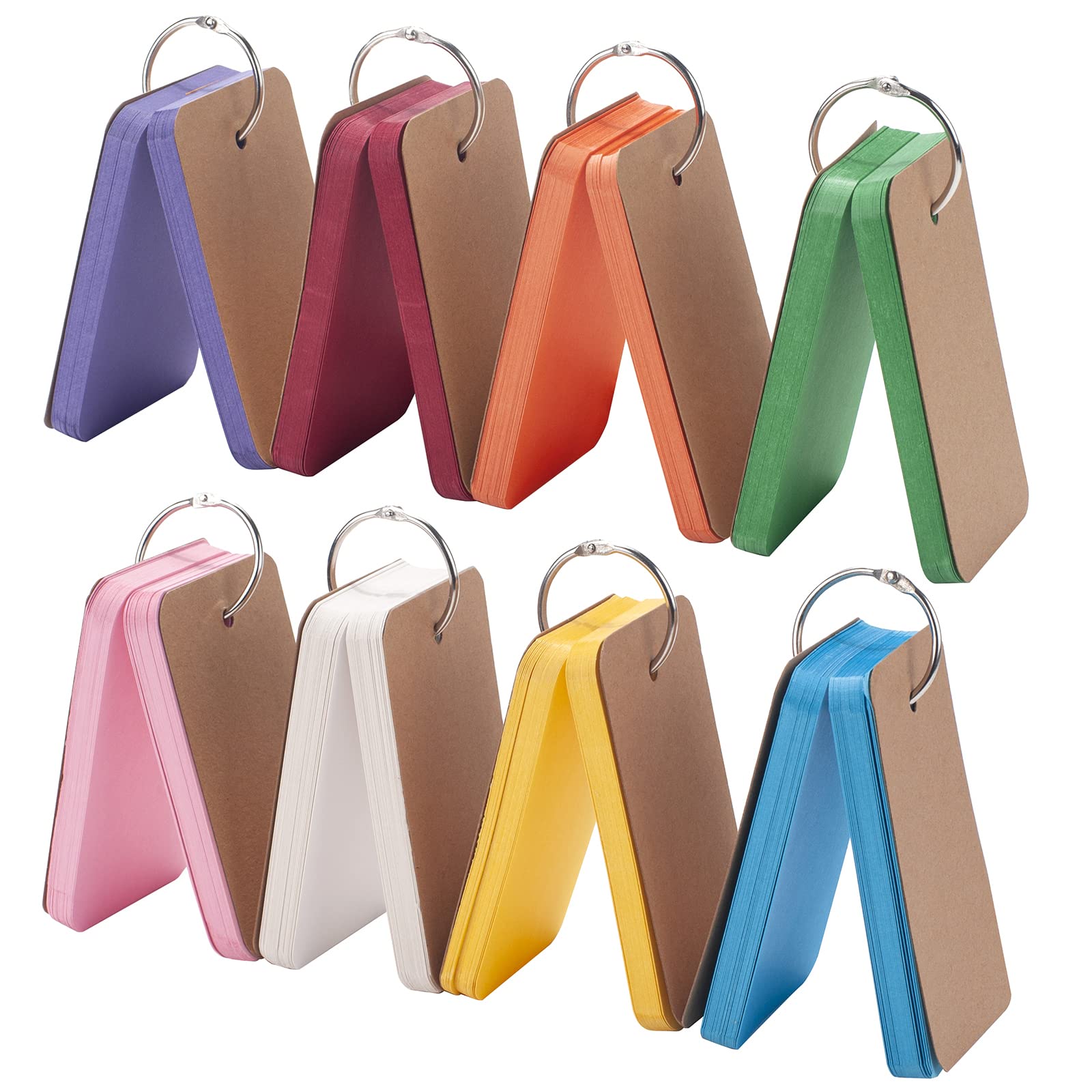 FACATH Blank Flash Cards Index Cards 400Pcs Study Card Colored Note Card - 2.2"x3.5" Bookmark Card Hole-punched, Word Vocabulary Card, Playing Cards, DIY Greeting Card on Binder Ring