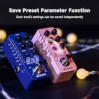 Vista 6 de MOOER Pedal de guitarra D7 Delay con 6 cintas de retardo diferentes y grabación Looper de 150s, función ajustable múltiple, tempo de toque Surpport