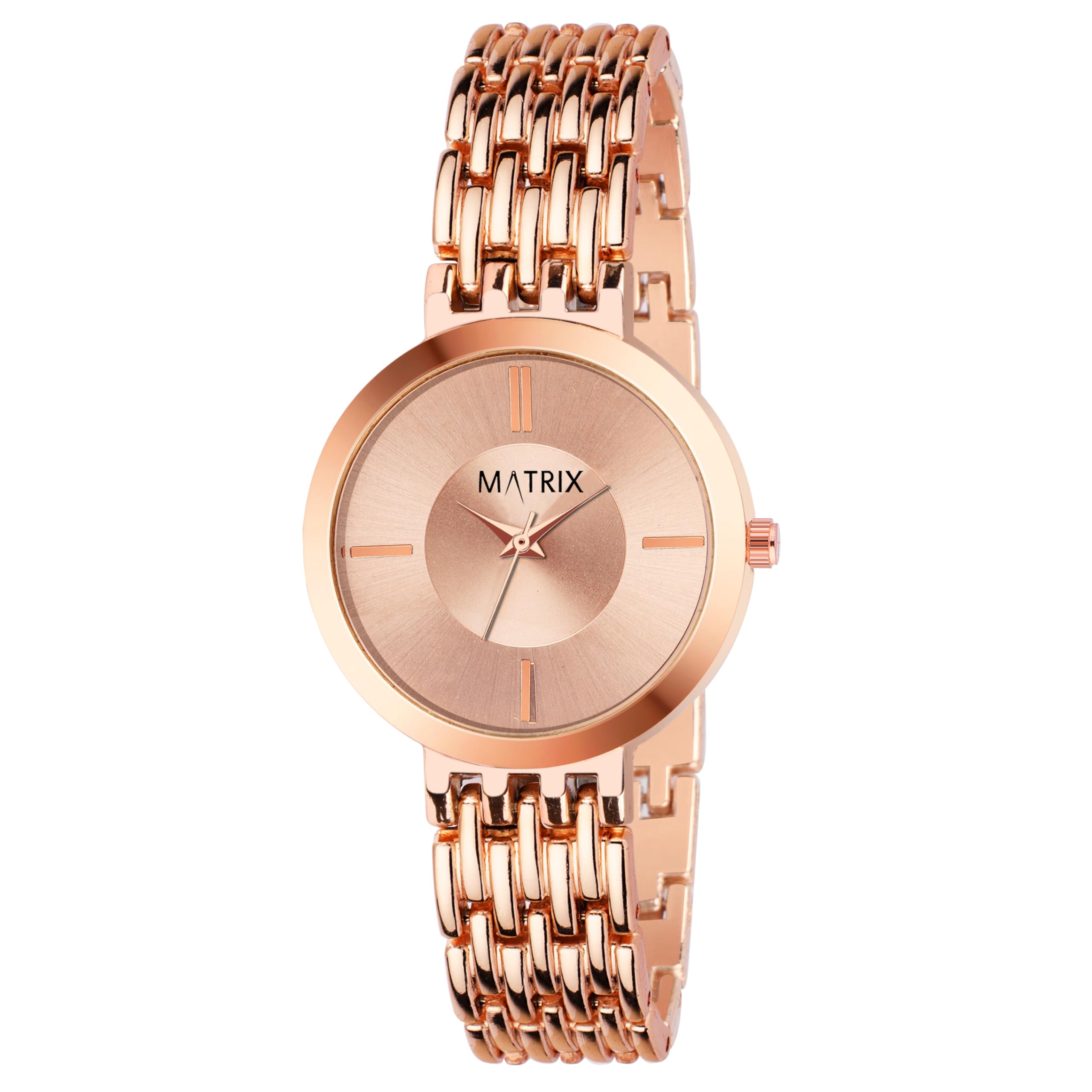 Matrix Stainless Steel Moments Collection | Elegant Dial With Designer Bracelet Chain Analog Watch For Women & Girls (Rose Gold), Dial Color-Silver, Band Color-Rose Gold (B0D2KRV91T) Amazon Price History, Amazon Price Tracker