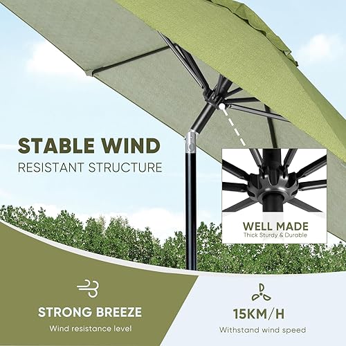 Miniatura 112 de Tempera Patio Market Outdoor Table Umbrella with Push Button Tilt and Crank,Large Sun Umbrella with Sturdy Pole&Fade resistant canopy,Easy to set