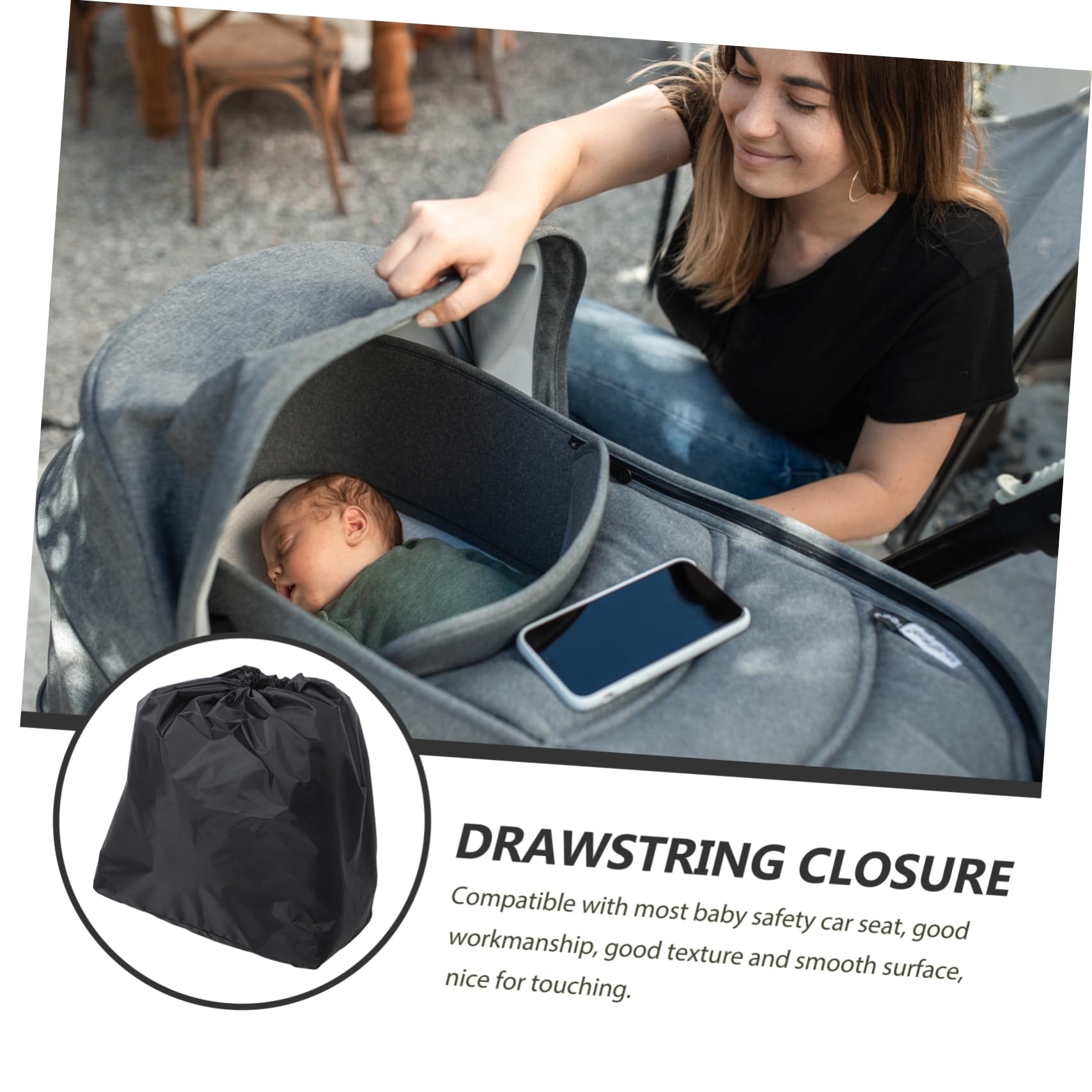 YARNOW 4 Pz Borsa Per Passeggino Copri Passeggino Doppio Borse Per Passeggino Da Viaggio Borsa Da Viaggio Passeggino Ombrello Custodia Per Seggiolino Auto Tessuto Crittografato 210d Black
