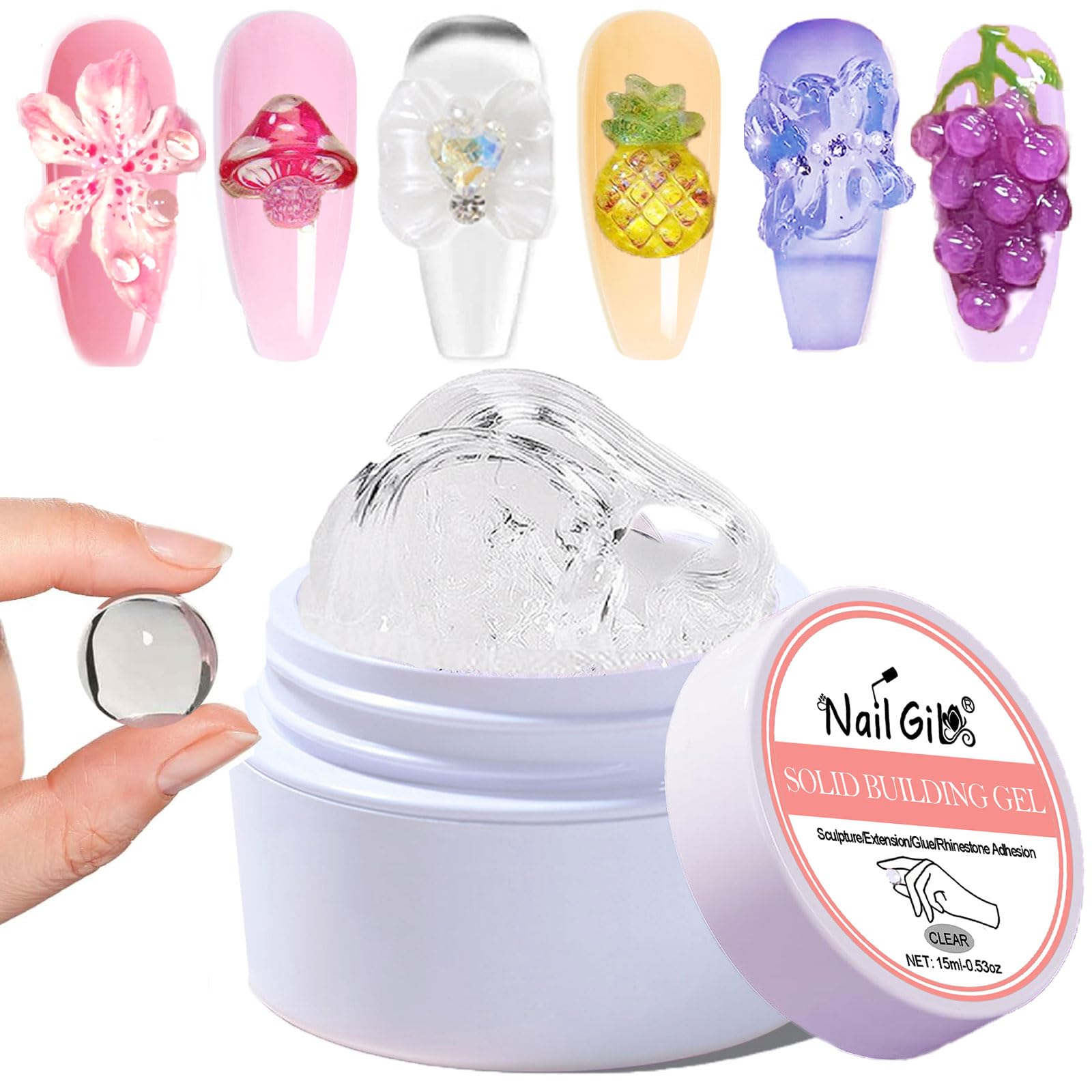 Sponsored Ad – NAILGIL Solid Builder Gel For Nails, 3D Sculpture Non-Sticky Hand Extension Gel Nail Art Sock Off UV LED Salon DIY at Home-15g/0.53oz,Clear