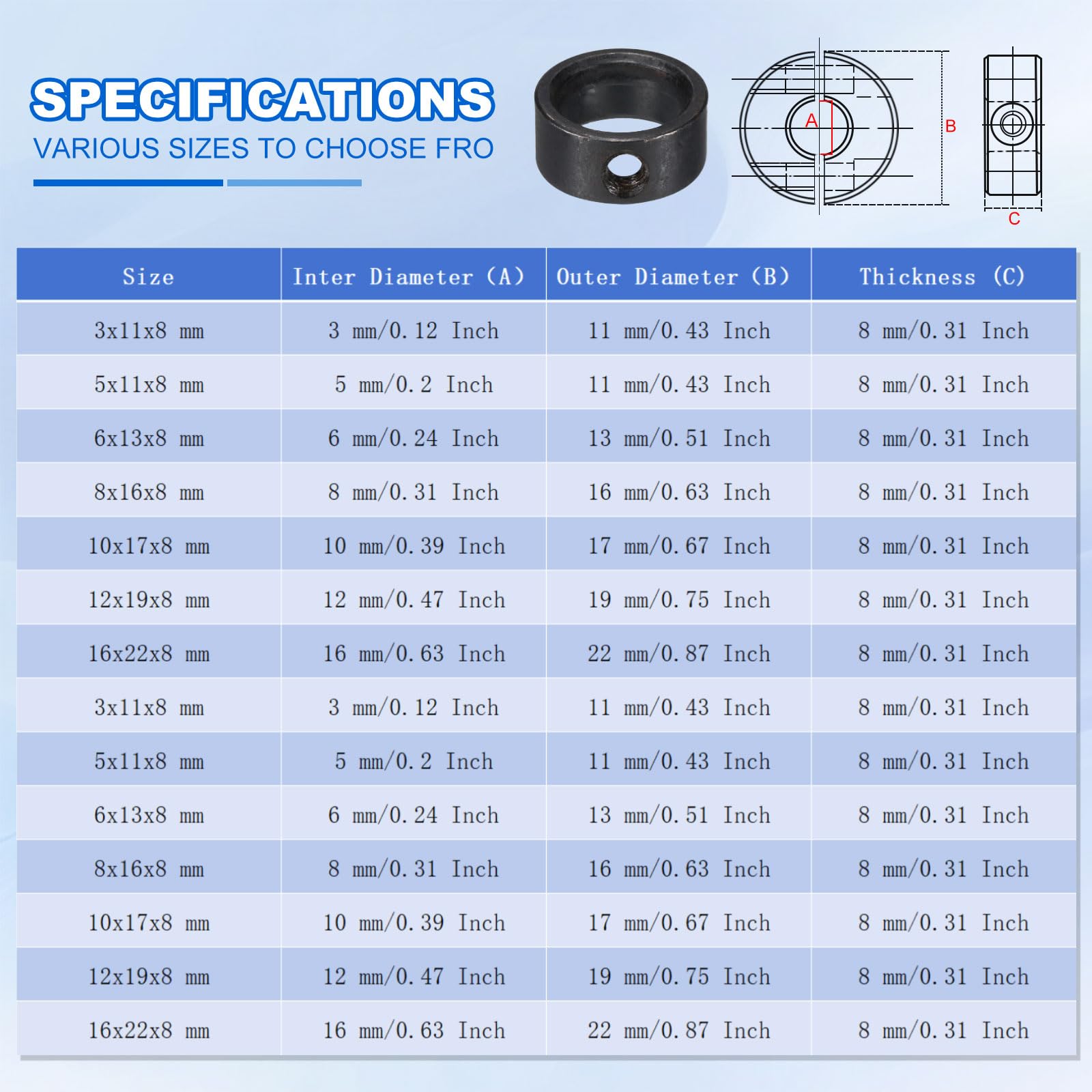 Sourcing Map Set Of 10 Fixing Screw Collars Inner Diameter 5