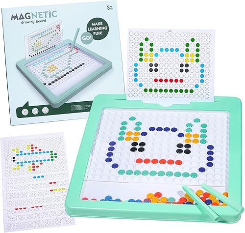 Tablas de dibujo magnéticas de juguete para niños, con 2 bolígrafos magnéticos y cuentas, tablero magnético grande para garabatos pequeños, juguetes