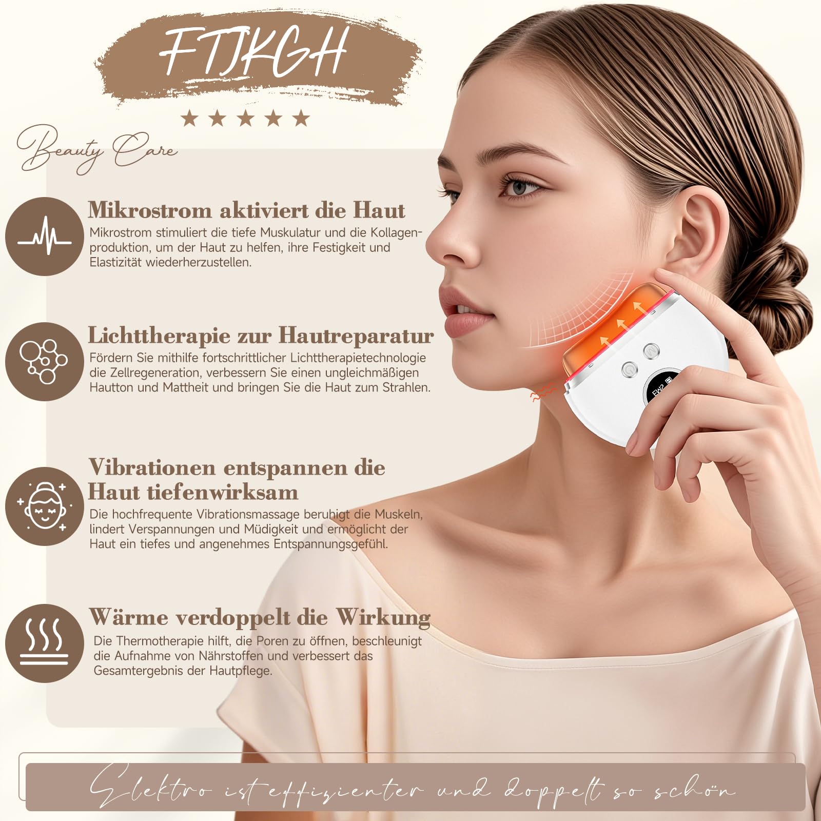 Appareil Gua Sha Électrique Visage, Massage Anti-Rides, 3 Modes EMS, Raffermissement Visage, Lifting, Double Menton, Appareil de Tonification Visage avec Lumière LED