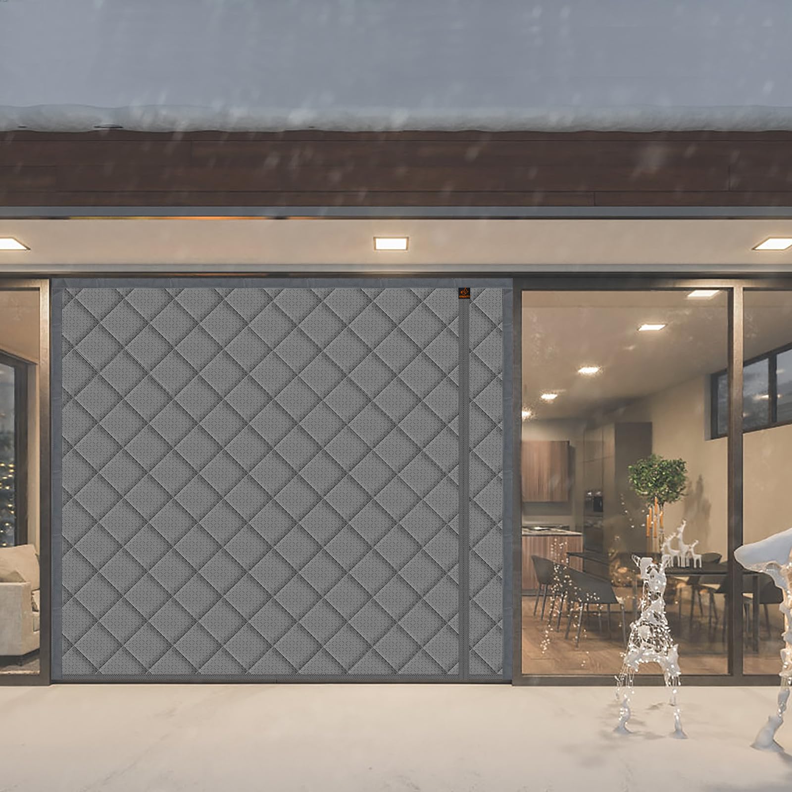 WochiTV Magnetic Thermal Insulated Door Curtain Fits Door Size 70" x 80", Durable Waterproof Cloth, Polyester Fiber Filling, Weatherproof, Windproof, Reduce Noise, Side Opening, Gray