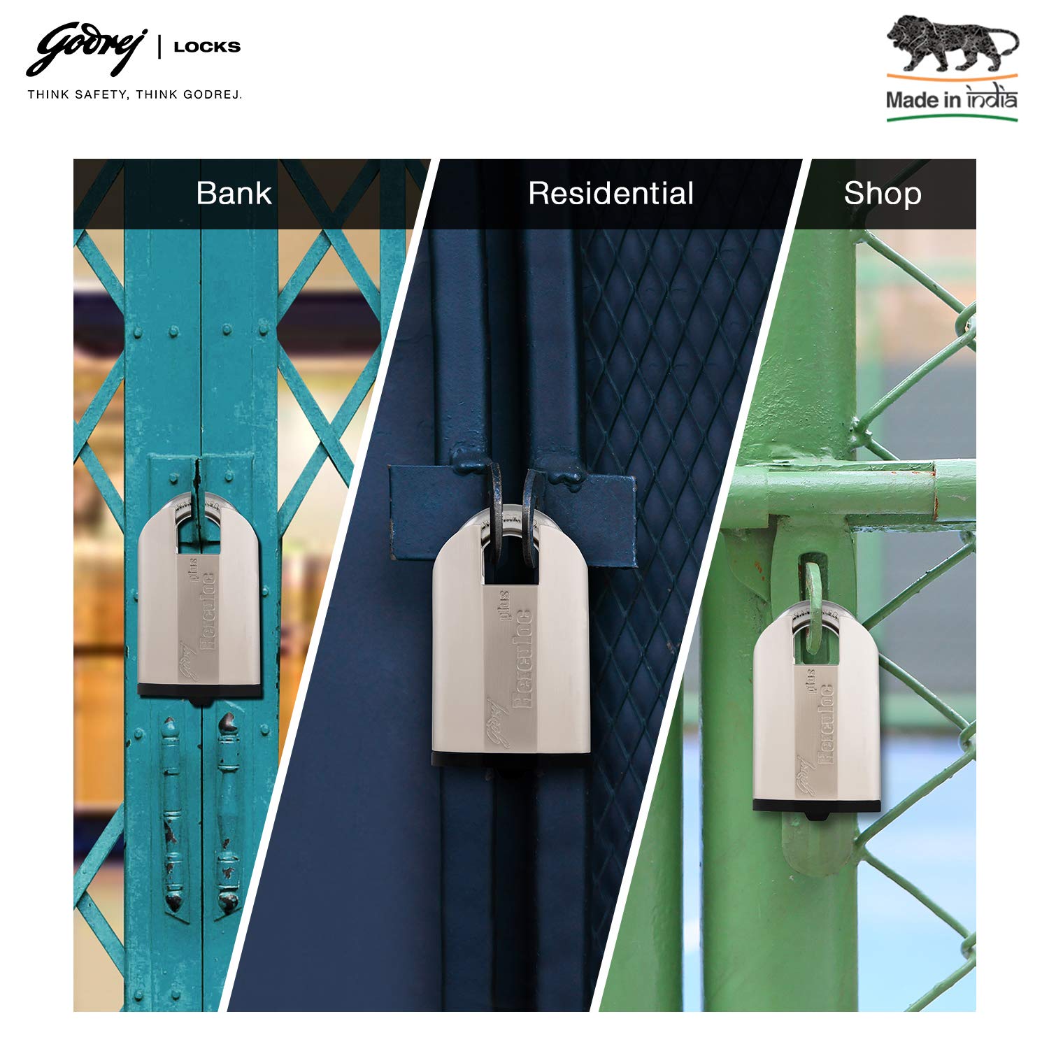 Godrej Locks I Herculoc 3KS Technology Padlock I 4 Keys 30 Trillion Key Combinations I for Padlock for Main Door I Gate Lock I Lock for Tool Box, Shops & Offices Silver Finish | 1 Year Warranty — Amazon image 3