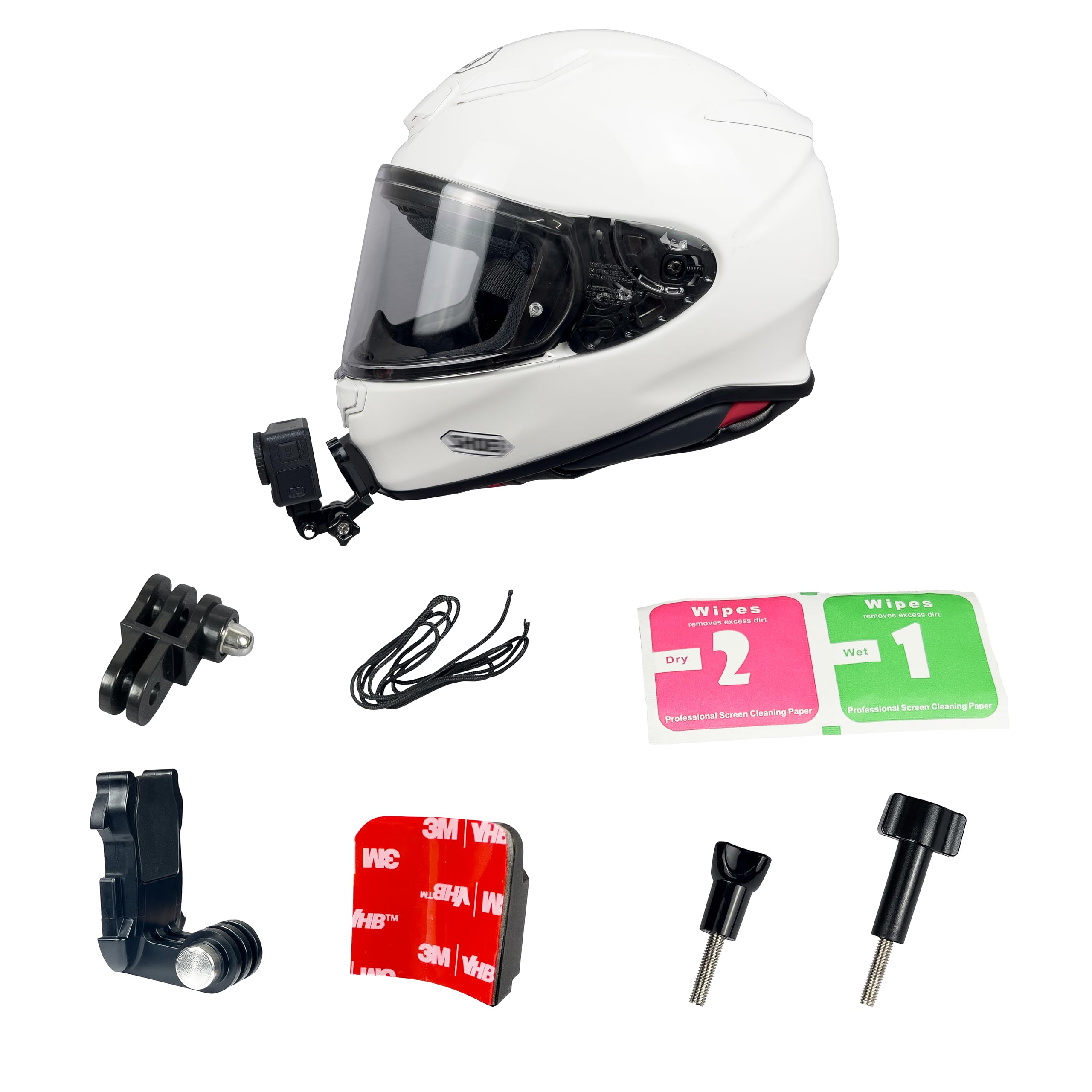 JINGXIN Specjalnie zaprojektowane mocowanie podbródka do kasku SHOEI Z8, z samoprzylepnymi uchwytami na kask z mocowaniem na klamrę, pasuje do kamer sportowych GoPro Hero 13 12 11 10 Max 9 8 7 6 5