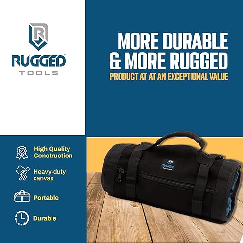 Miniatura 8 de Rugged Tools Titan23-XL - Rollo de herramientas - Rollo de llaves y organizador - Bolsa de herramientas de lona y bolsa de herramientas para