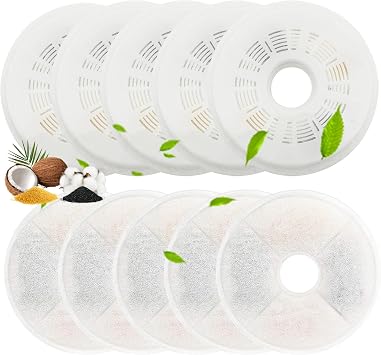 10 Pack Cat Water Fountain Filter, Filters for Cat Water Fountain Fit for Catit Flower Fountain and Catit Stainless Steel Fountain