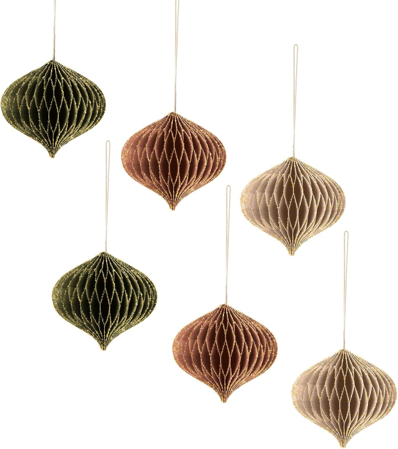 thumbnail: NICROLANDEE 3D Mini Glitter Honingraat Kerstversiering – Set Van 6 Stuks, Papieren Ornamenten Om Op Te Hangen