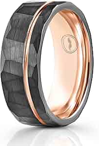 Mens Gunmetal Black Tungsten Engagement Ring Whiskey Barrel