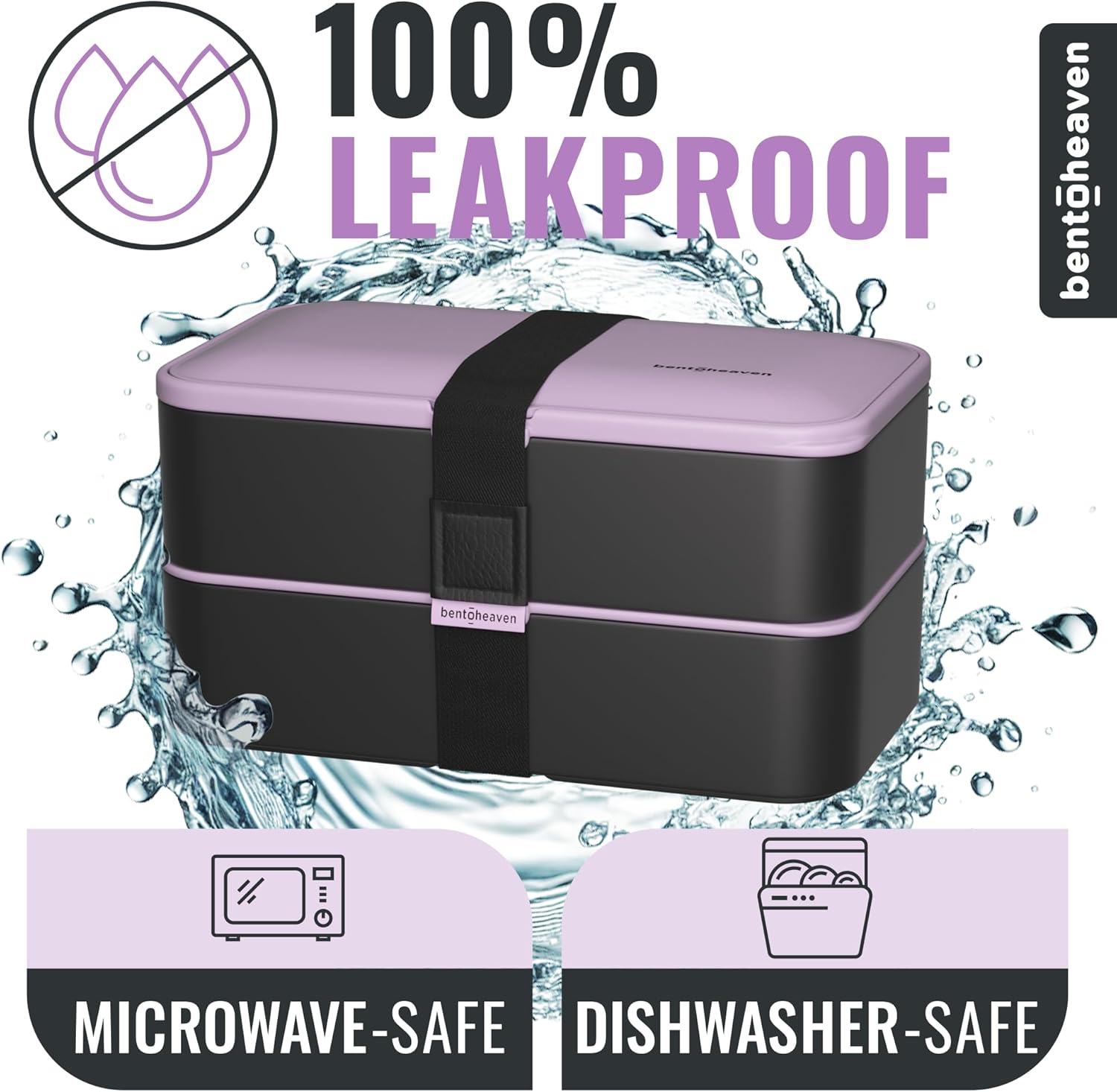 Bentoheaven Premium Bento Box Adult Lunch Box with Compartments for Women & Men, Set of Utensil & Chopsticks & Dip Container, Cute Japanese Kids Bento Lunch Box, Microwavable (Violet Me Go) - Image 4