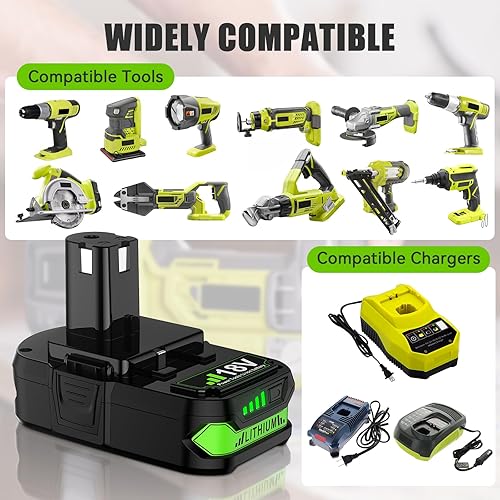 Miniatura 3 de Paquete de 2 baterías de repuesto de 3.0Ah para Ryobi de 18 V, batería de litio de 18 voltios, ONE+ Plus P102 P103 P104 P105 P107 P108 P109 PBP002