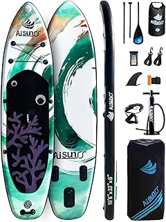 Inflatable Paddle Board for Adult, Paddle Board for All Skill Levels, Wide SUP Board with Primium Accessories Include SUP Carry Bag, Hand Pump, 10L Waterproof Bag and Adj Paddle