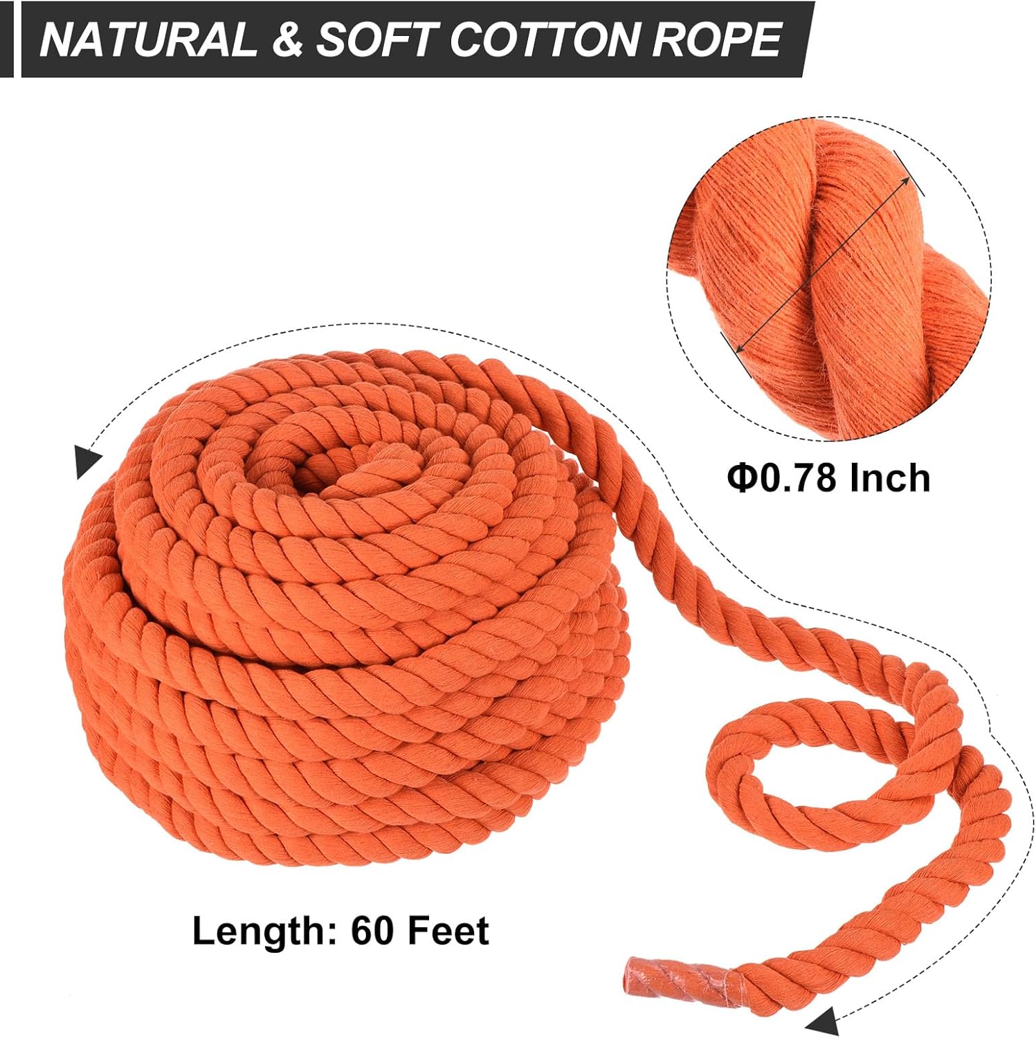 PATIKIL 60 Feet Tug of War Rope for Adults Teen Field Day Yard Games Party Carnival Family Game Twisted Cotton Rope for Outdoor Backyard Home Lawn, Blue