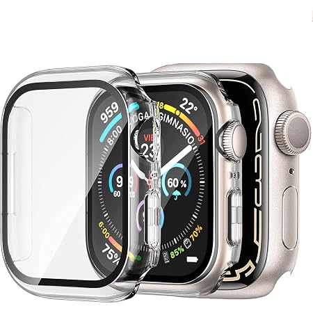OMEE 2 Pezzi Apple Watch Cover Series 7 41mm con protezione per schermo in  vetro temperato,