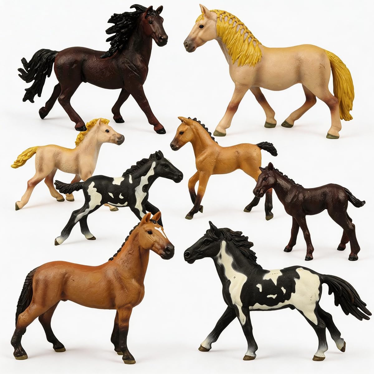 Horse Figurines 8PCS Plastic Toy Horses Farm Animal Toys for Kids Perfect as Horse Party Favors and Toddler Horse Toys