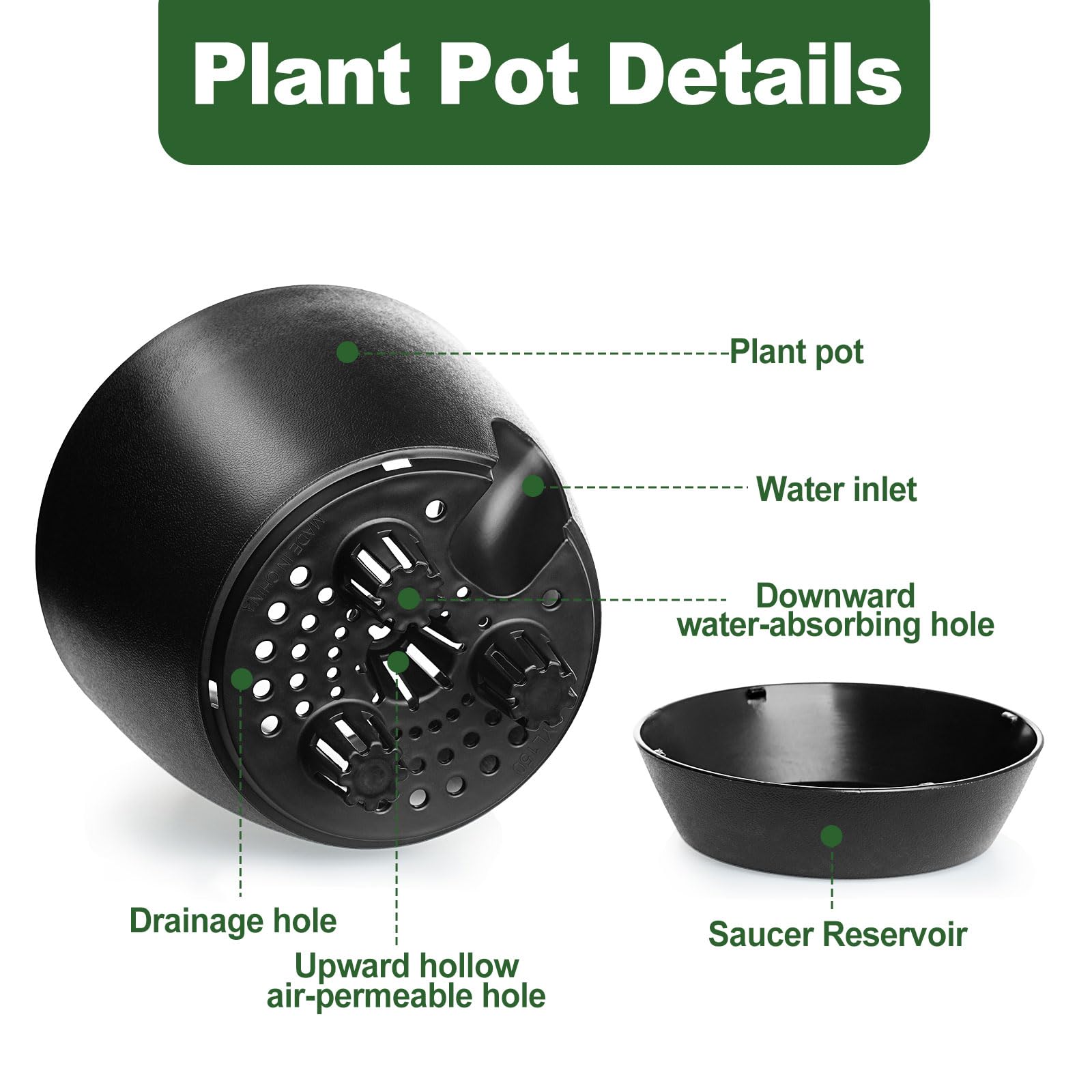 Snapklik.com : IWNTWY Self Watering Pots Set, 5 Pack 6 Inch Self ...