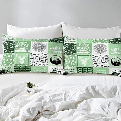 Miniatura 4 de Manfei Sábana bajera ajustable de camping para caravana, tamaño matrimonial, funda de cama con 2 fundas de almohada, juego de ropa de cama de