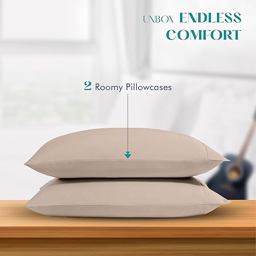 Miniatura 42 de XOOX Linen Juego de sábanas tamaño Queen 100% algodón egipcio, juego de sábanas de lujo de 1200 hilos de algodón egipcio tamaño Queen