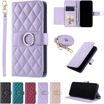 Samsung Galaxy S26 Plus Compatible Case, Wallet Type Premium PU Leather Stylish Galaxy S26 Plus Wallet Case with Strong Multi-Card Storage, Wristlet and Diagonal Shoulder Strap, Galaxy S26 Plus