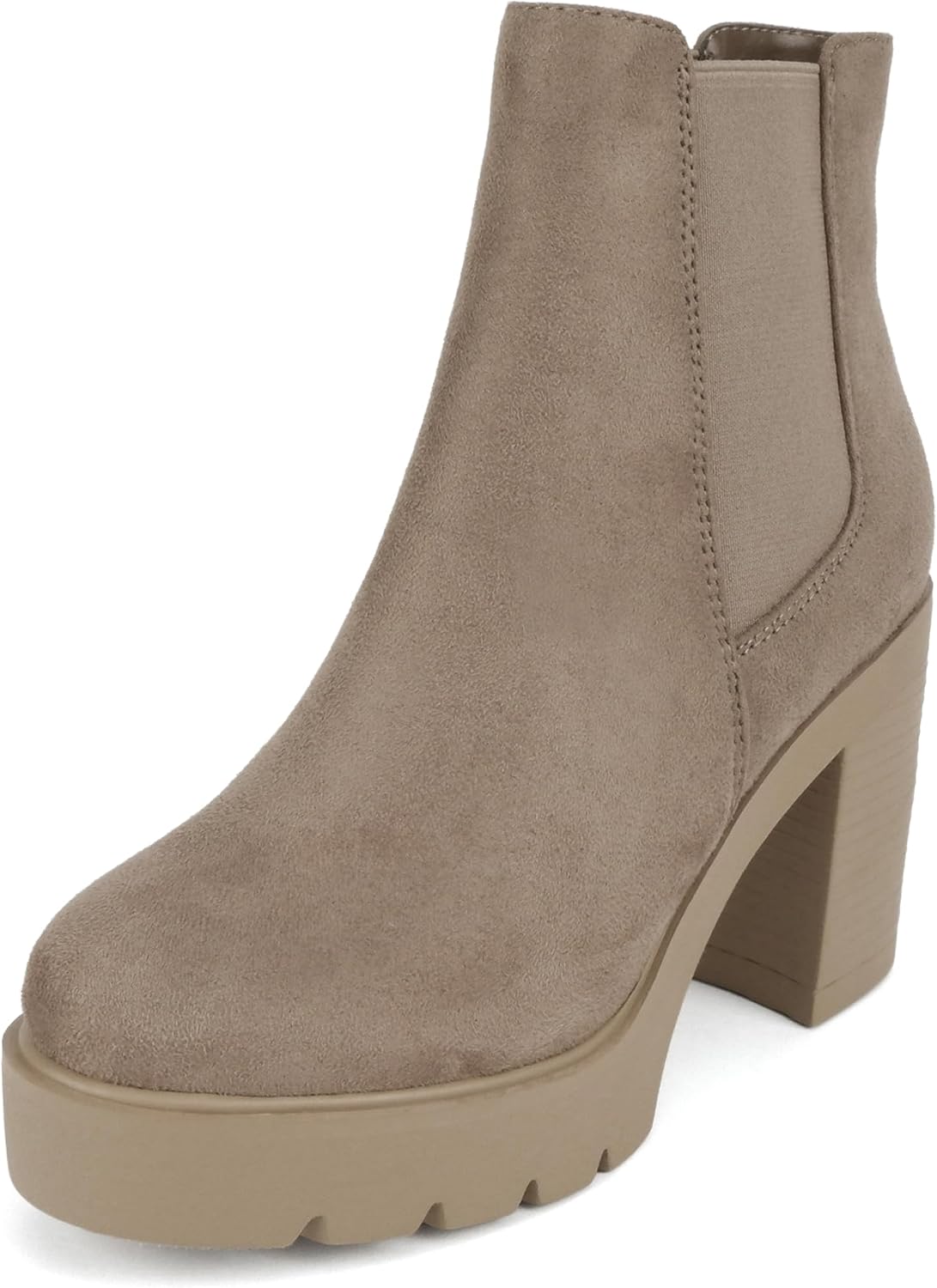 Soda EDITOR ~ Women Lug Sole High Heel Chelsea Fashion Ankle Boot w/Double Elastic Gore image 2