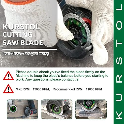 Miniatura 4 de KURSTOL Hoja de diamante para azulejos de 3 pulgadas, 2 piezas de rueda de disco de corte de diamante de porcelana súper fina de 2.953in, para