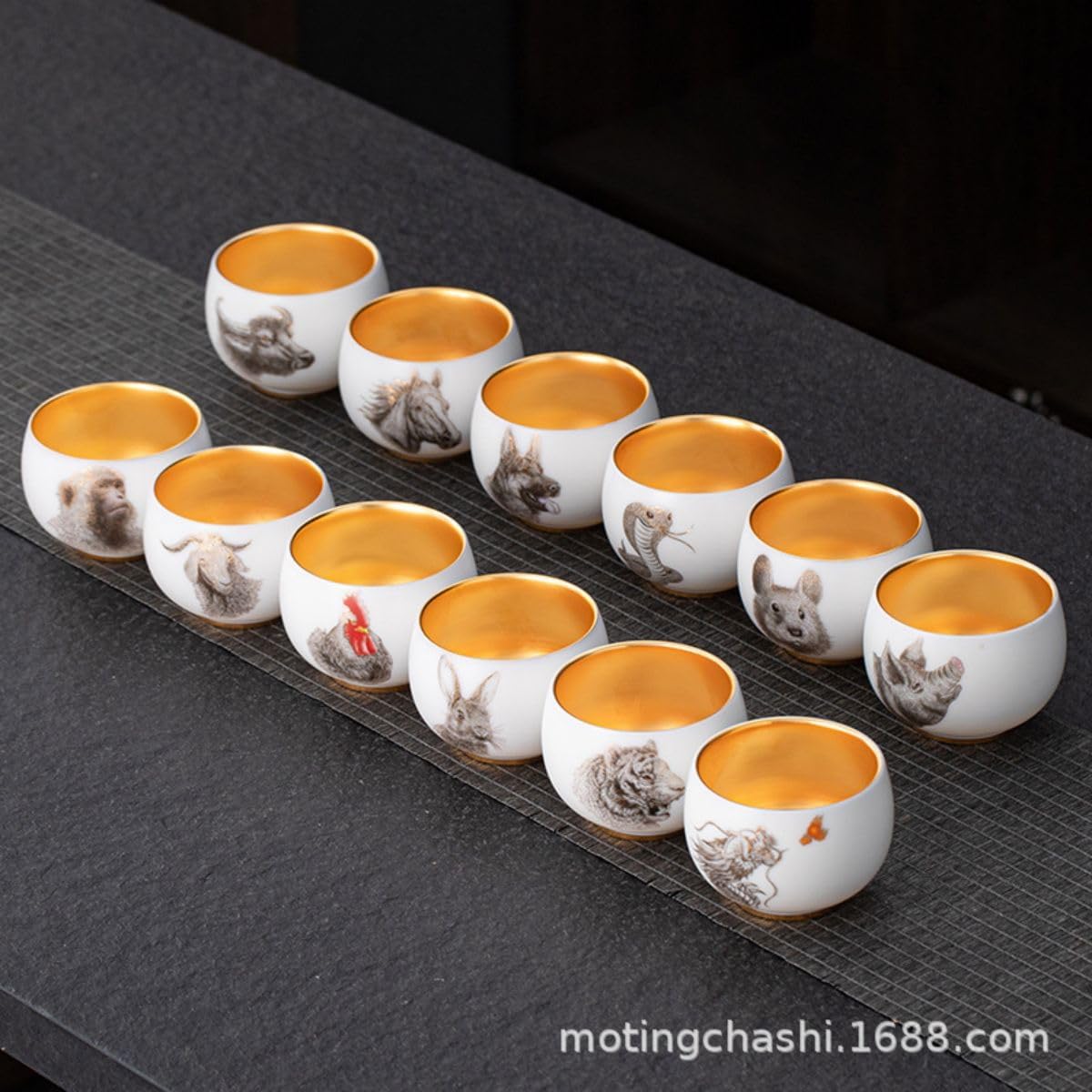 P-O96 Great Gift for Tea Lover Friend 茶具夫妻龙凤对杯大师主人杯单杯鎏金真金养生高端专用建盏